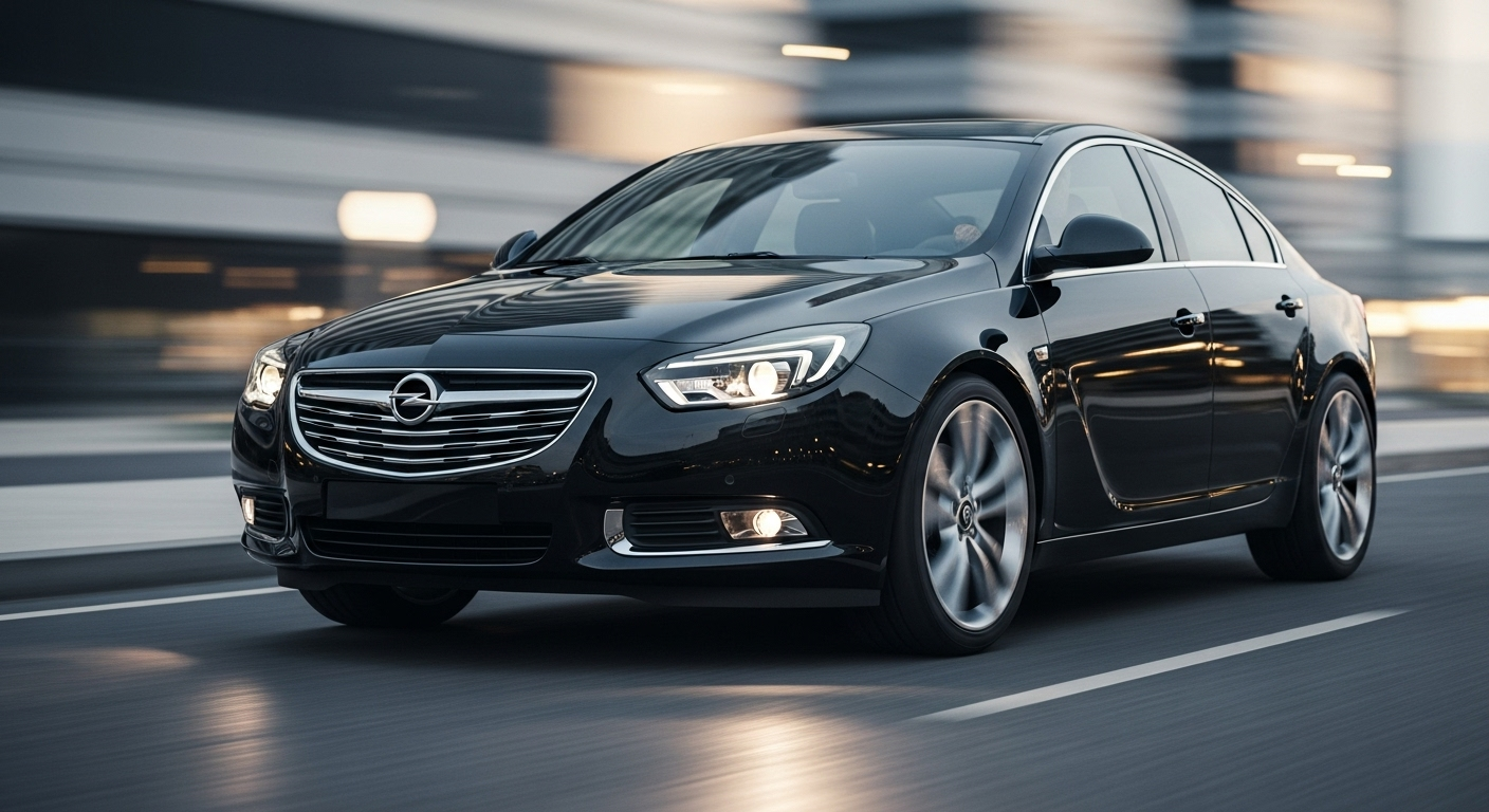 A modern car being serviced in a clean workshop